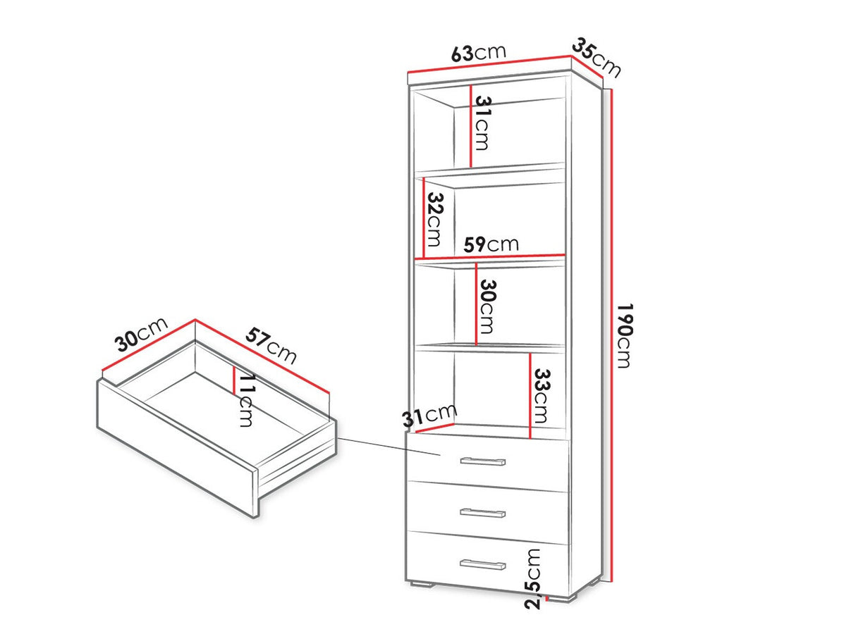 Könyvespolc Regał GIMREN 3SZ Biały