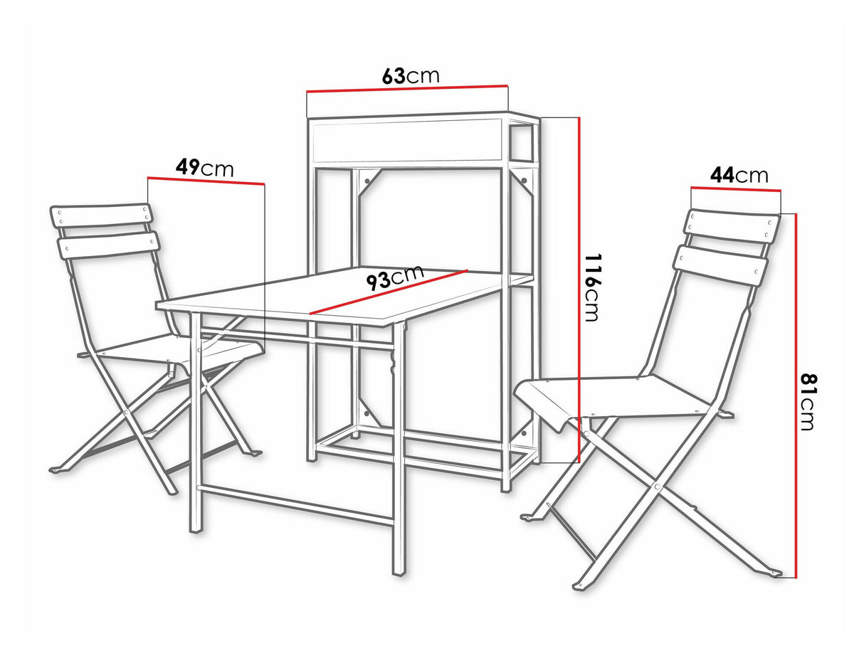 Erkély készlet Zestaw fémowy na balkon TOURRA, Szín: Szürke