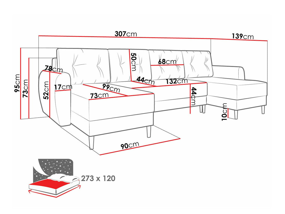 Sarokkanapé Palermo U (Kukle U), Szín: Itaka 10