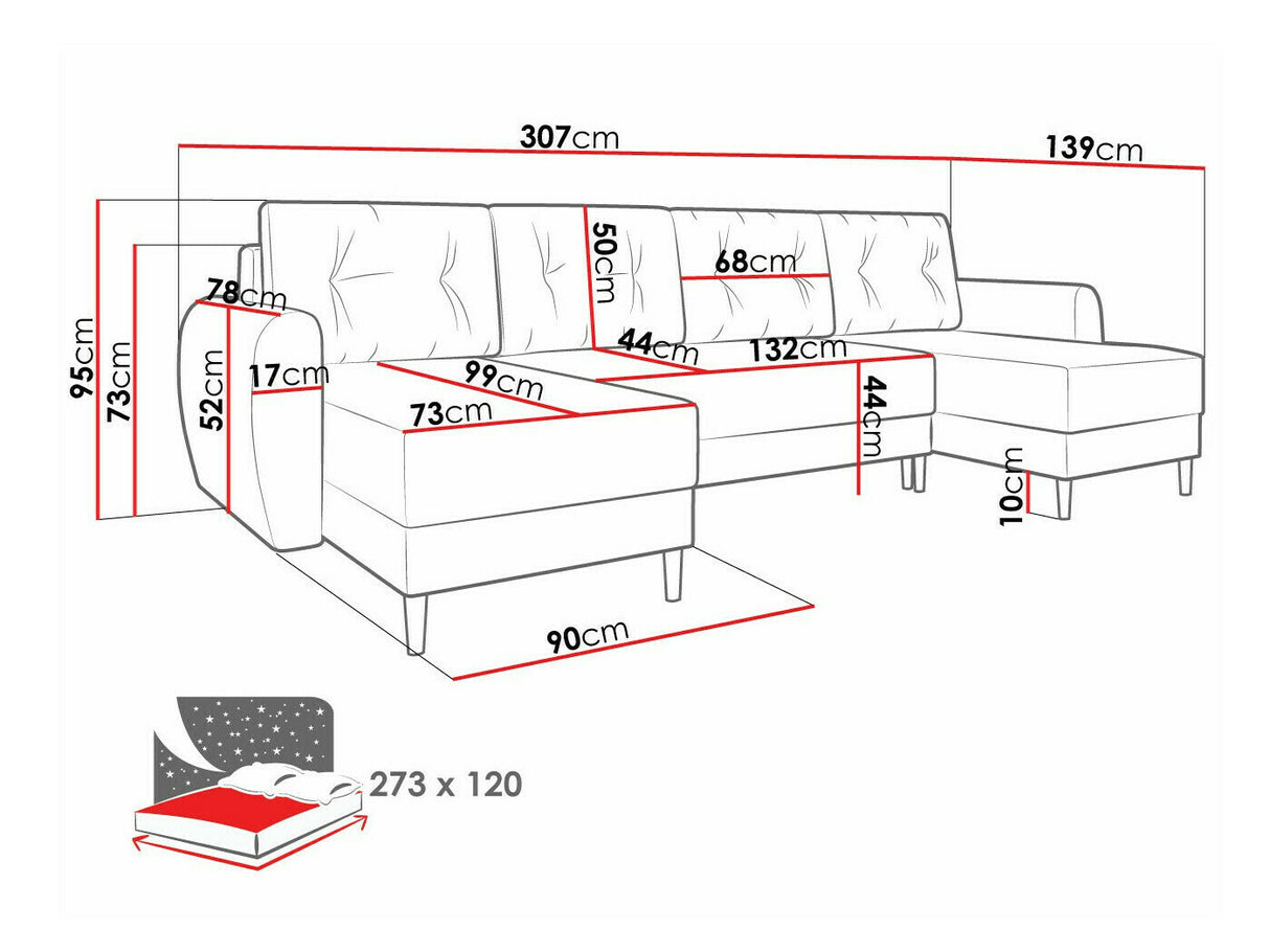 Sarokkanapé Palermo U, Szín: Poso 01
