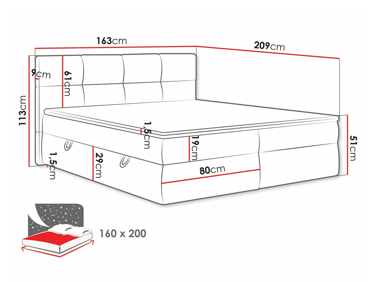 Kontinentális ágy Łoże kontynentalne FIGARO, Szín: Curio 11, Alvó felület mérete: 160 x 200 cm