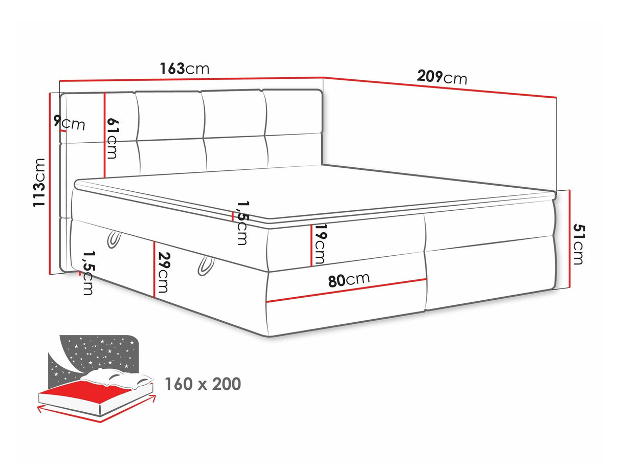 Kontinentális ágy Łoże kontynentalne FIGARO, Szín: Curio 93, Alvó felület mérete: 160 x 200 cm