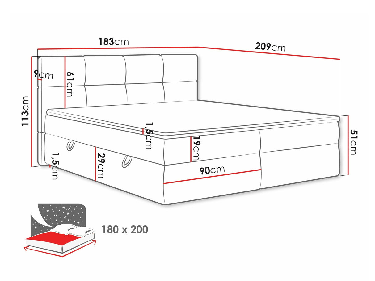 Kontinentális ágy Łoże kontynentalne FIGARO, Szín: Curio 11, Alvó felület mérete: 180 x 200 cm