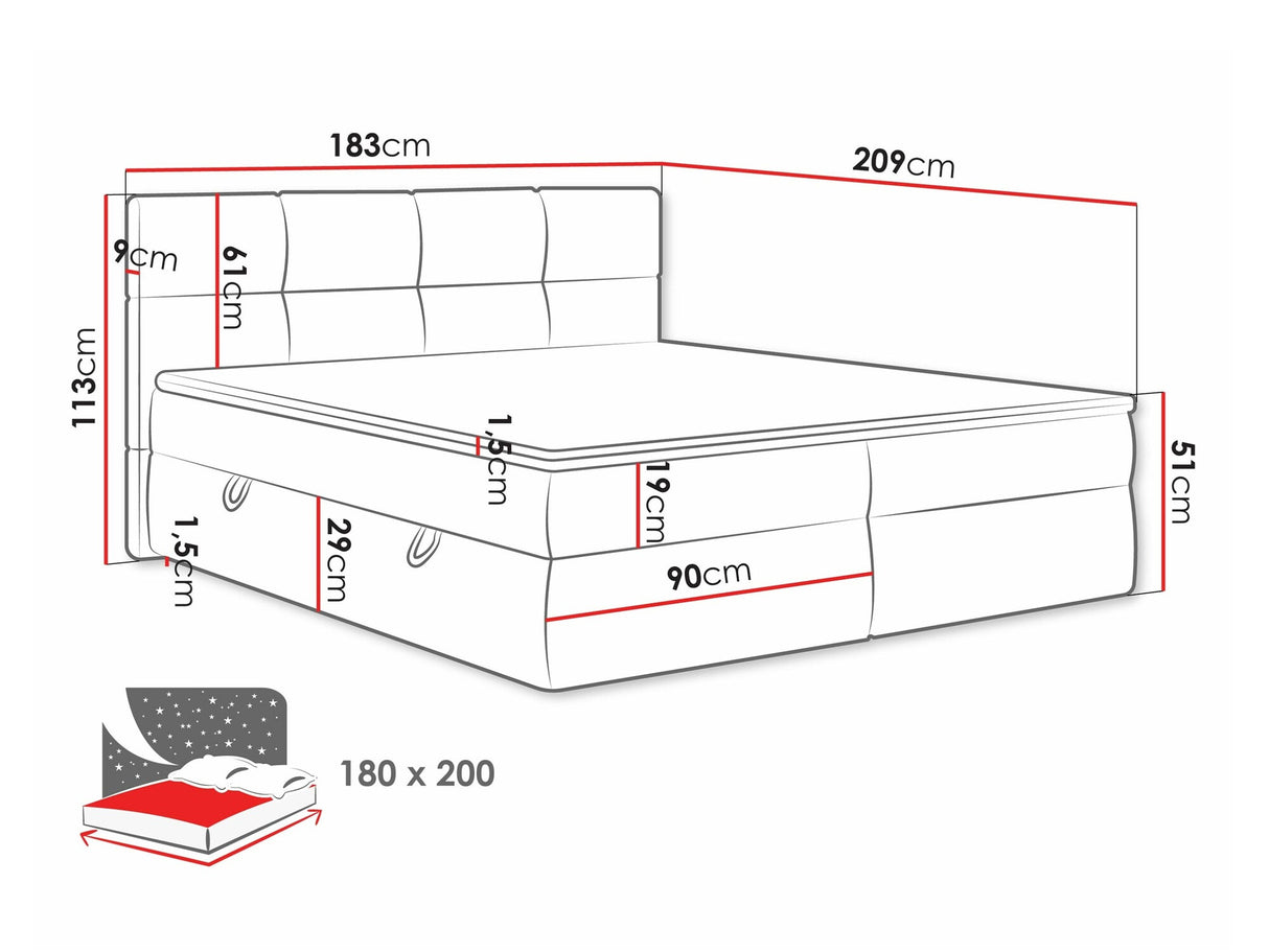 Kontinentális ágy Łoże kontynentalne FIGARO, Szín: Curio 99, Alvó felület mérete: 180 x 200 cm
