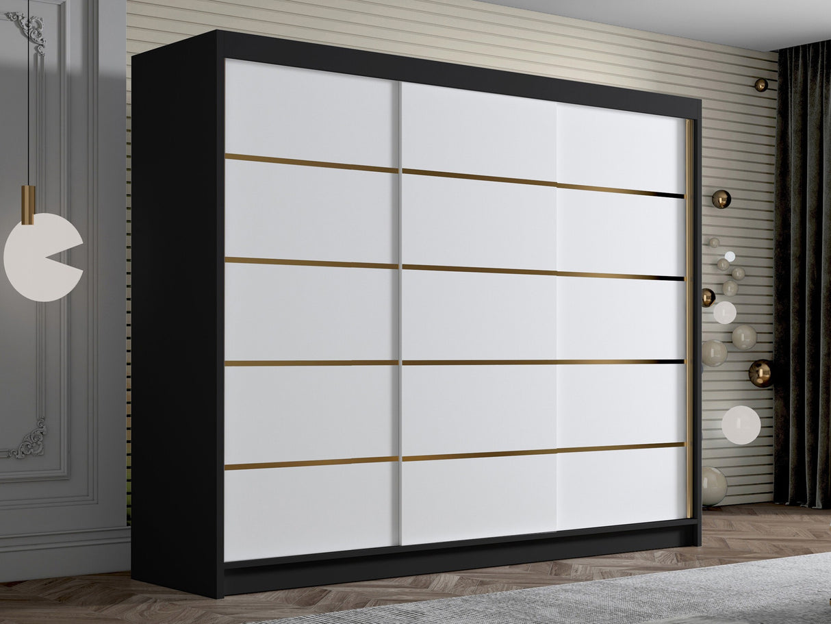 Gardróbszekrény Szafa AMBER 250 VII, Szín: Fekete + Fehér, Tükör: Nem