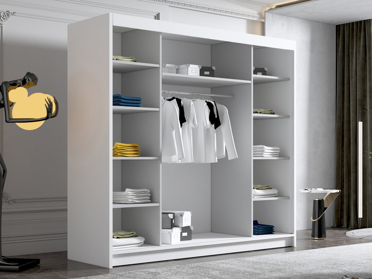 Gardróbszekrény Szafa EVO 200 VI, Szín: Fehér, Tükör: Igen