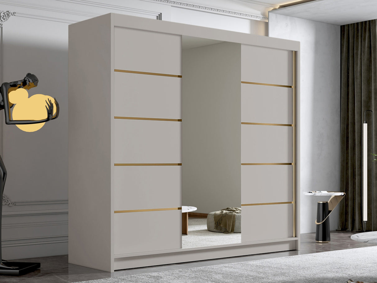 Gardróbszekrény Szafa EVO 200 VI, Szín: Kasmír, Tükör: Igen