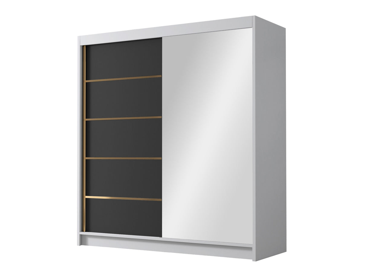 Gardróbszekrény Szafa BALI 180 III, Szín: Fehér + Fekete, Tükör: Igen