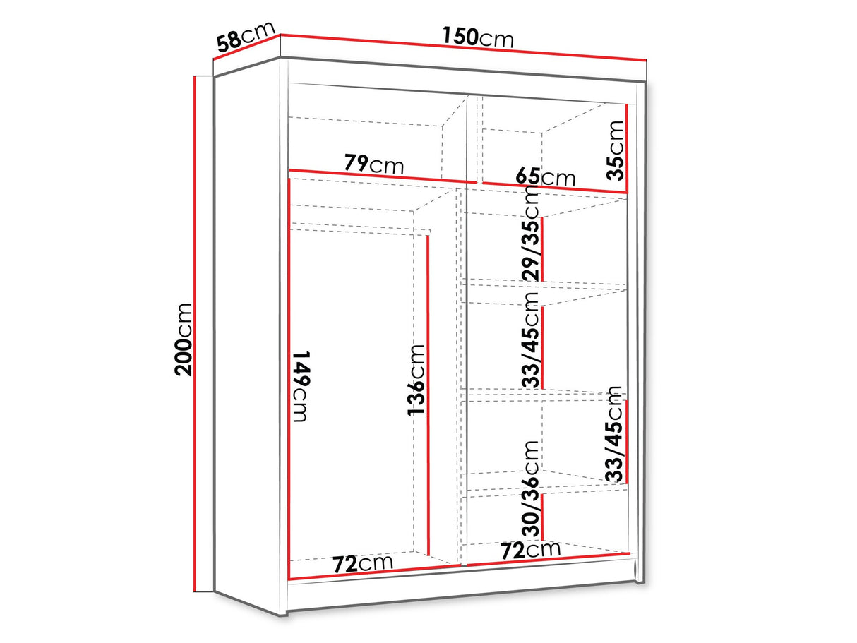 Gardróbszekrény Szafa FLAVIO 150 III, Szín: Kasmír, Tükör: Nem