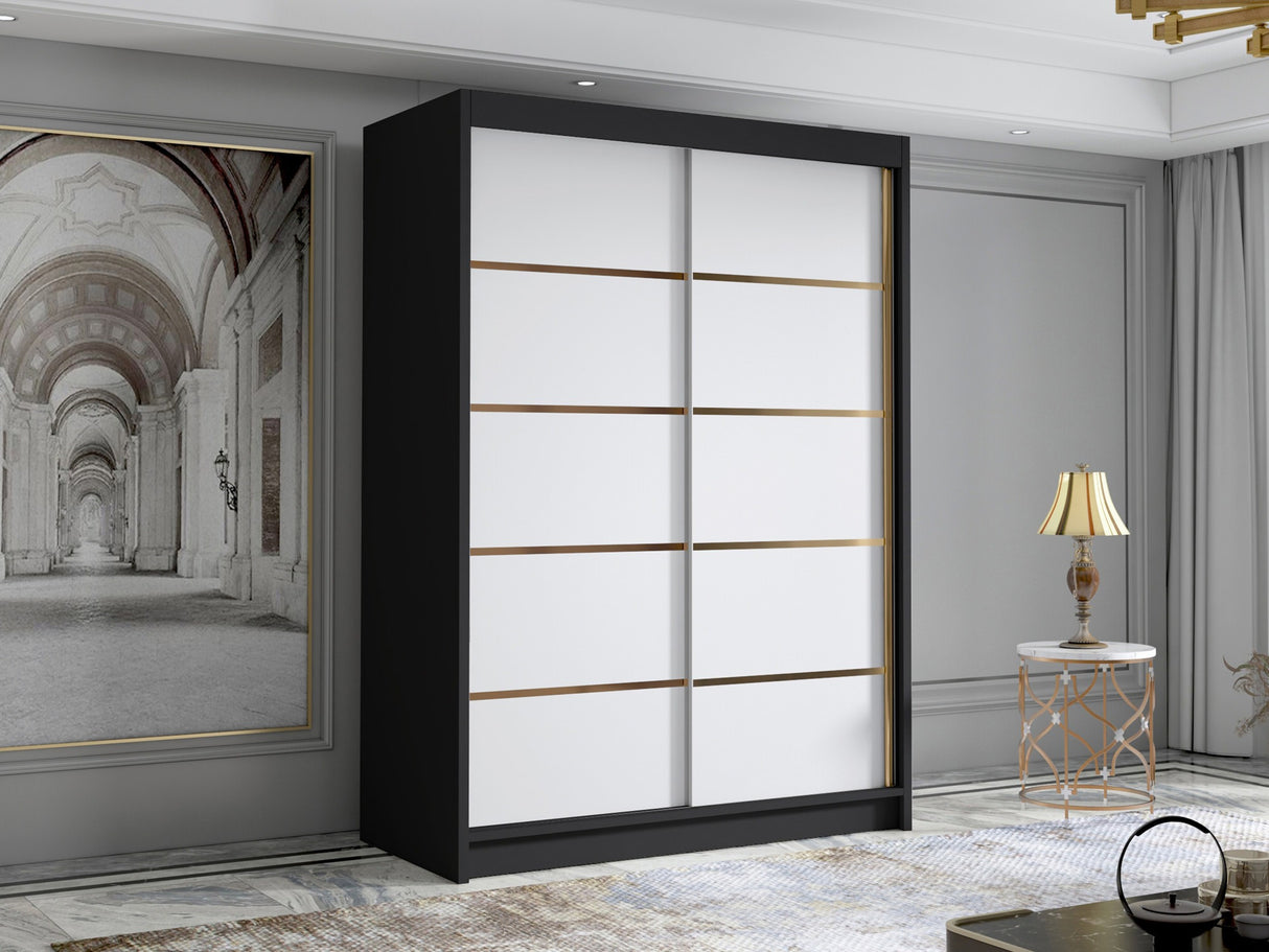 Gardróbszekrény Szafa LUNGO 120 III, Szín: Fekete + Fehér, Tükör: Nem