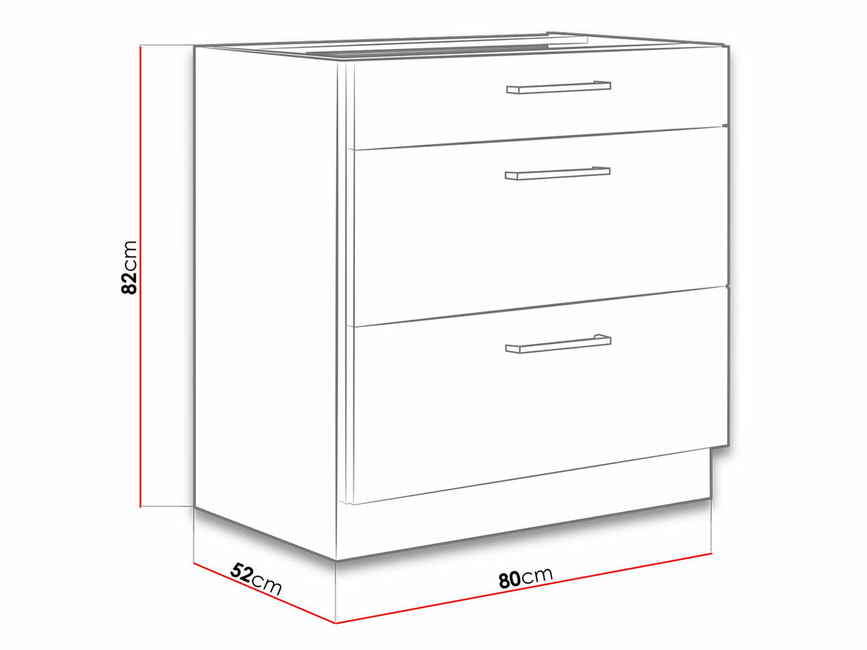 Moduláris szekrény fiókokkal Faline 80 D 3S BB (Vigo), Szín: Lándzsa tölgy + Sötét erdő