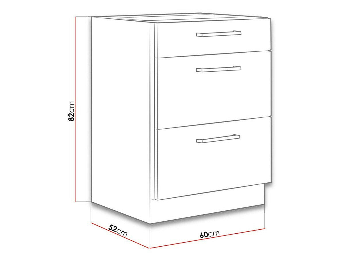 Moduláris szekrény fiókokkal Faline 60 D 3S BB (Vigo), Szín: Lándzsa tölgy + Matera szürke