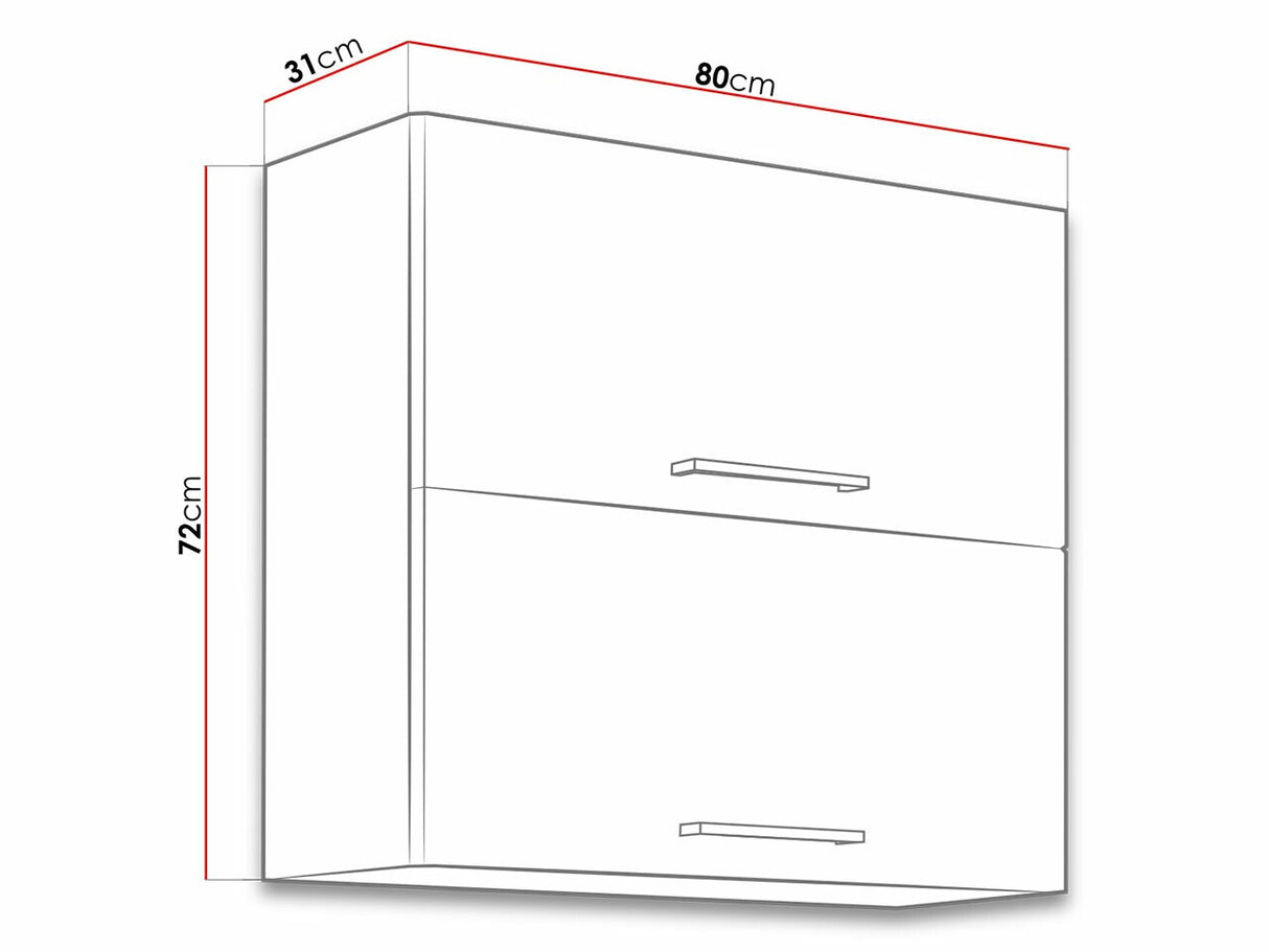 Moduláris fali szekrény Faline 80 GU-72 2F (Vigo), Szín: Lándzsa tölgy + Sötét erdő