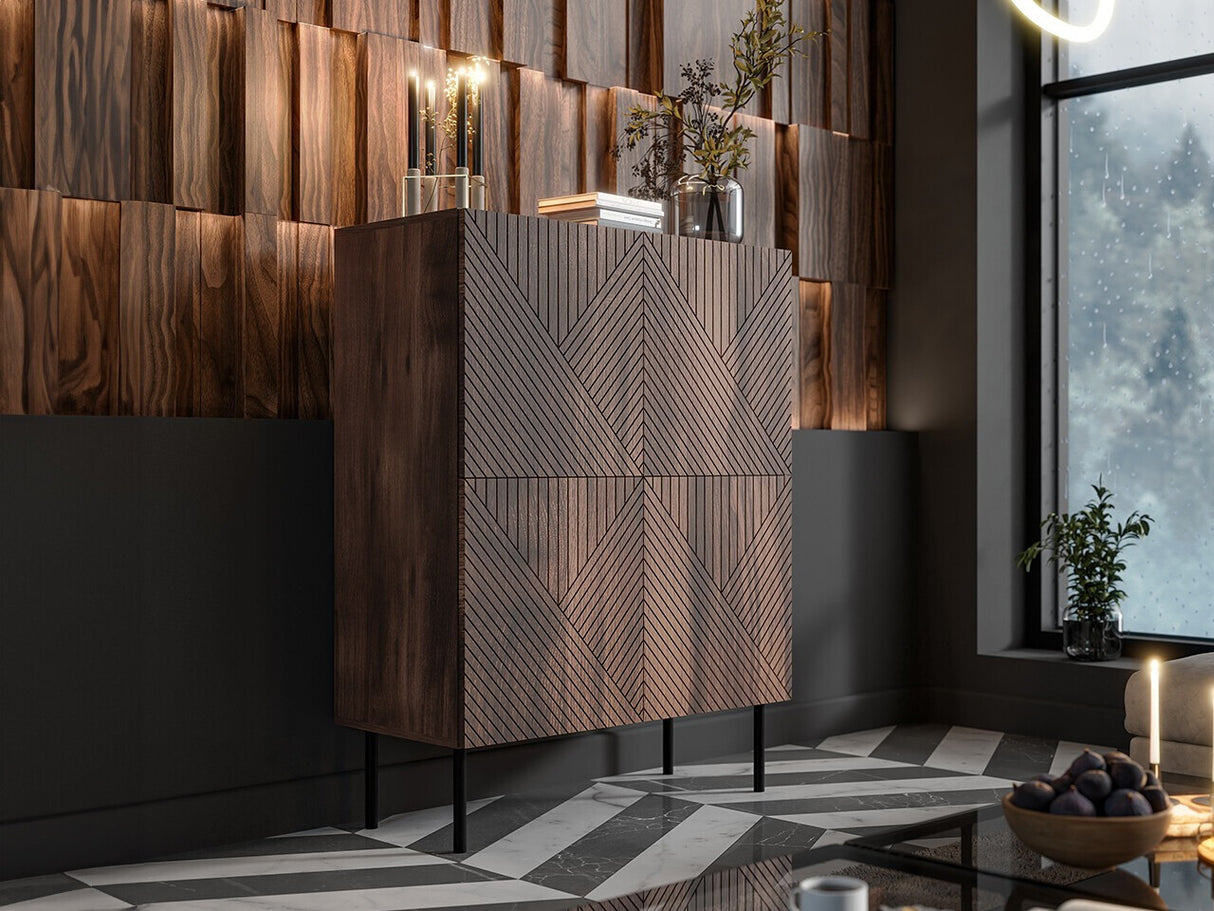 Szekrény Komoda ART DECO 4D Orzech Warmia/Orzech Warmia Lakierowany 5903211332364