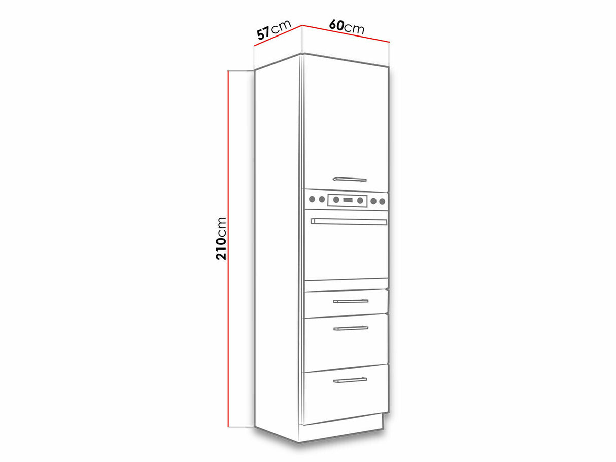 Moduláris szekrény beépített készülékekhez Faline 60 DPS-210 3S 1F (Vigo), Szín: Lándzsa tölgy + Sötét erdő