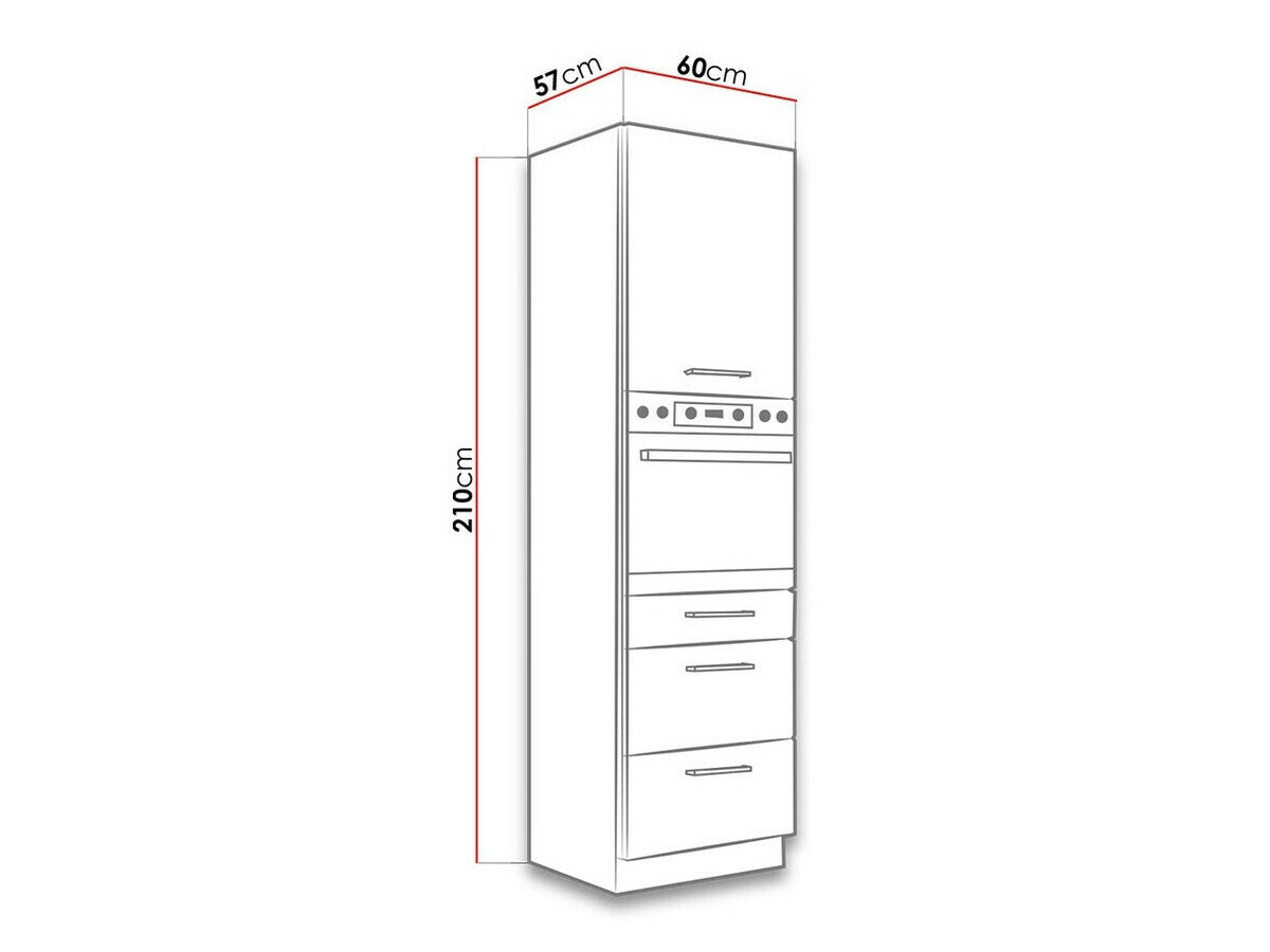 Moduláris szekrény beépített készülékekhez Faline 60 DPS-210 3S 1F (Vigo), Szín: Lándzsa tölgy + Matera szürke