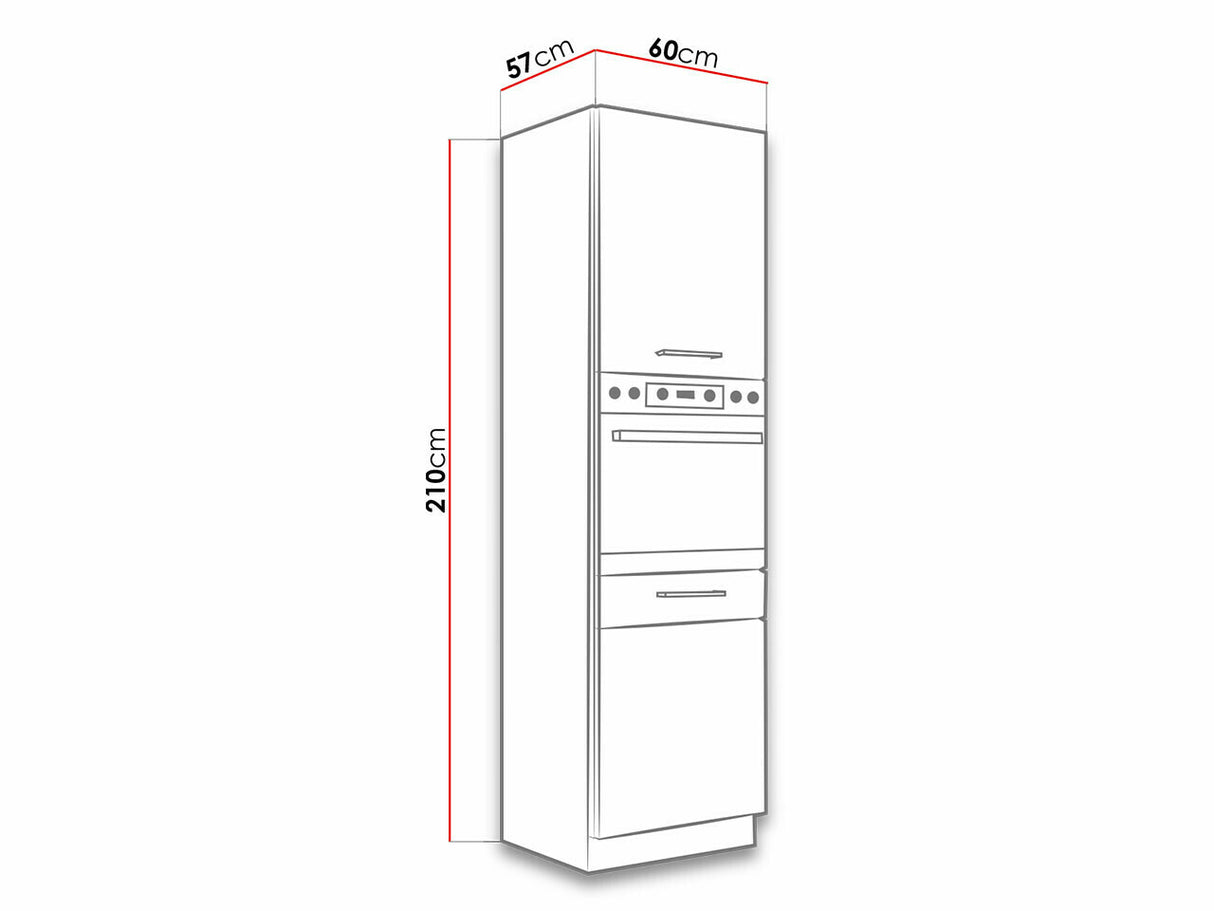 Moduláris szekrény beépített készülékekhez Faline 60 DP-210 2F (Vigo), Szín: Lándzsa tölgy + Sötét erdő