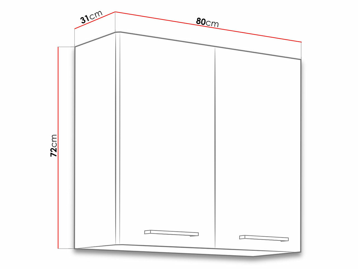 Moduláris fali szekrény Faline 80 G-72 2F (Vigo), Szín: Lándzsa tölgy + Sötét erdő
