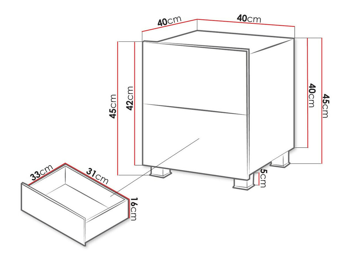Éjjeliszekrény Calabrini (Bralani BR06), Szín: Fehér + Fényes fehér