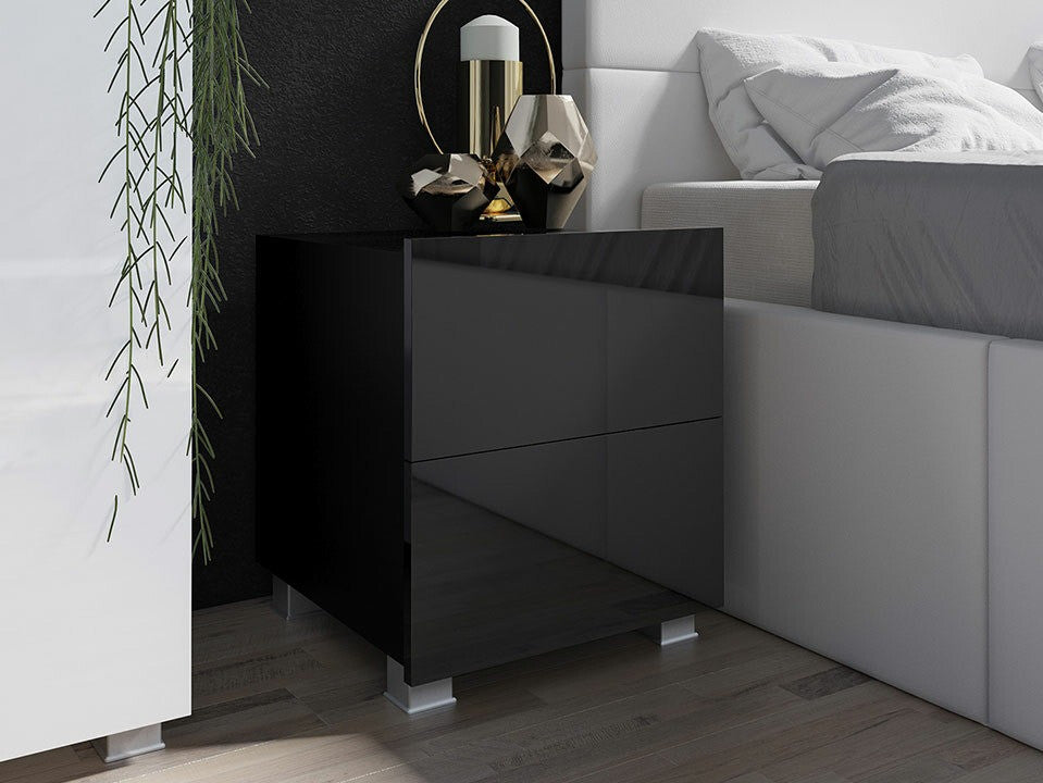 Éjjeliszekrény Calabrini (Bralani BR06), Szín: Fekete + Fényes fekete