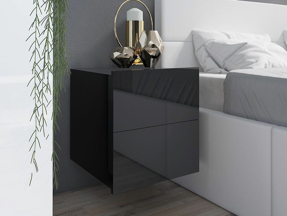 Éjjeliszekrény Calabrini (Bralani BR06), Szín: Fekete + Fényes fekete