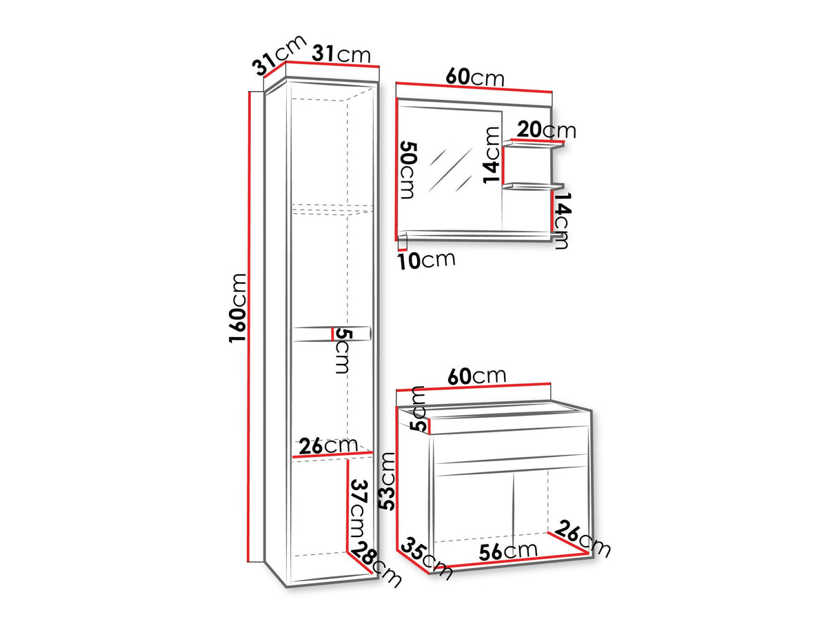 Fürdőszoba garnitúra Meble łazienkowe z umywalką CYPRUS, Szín: Bodega + Fekete
