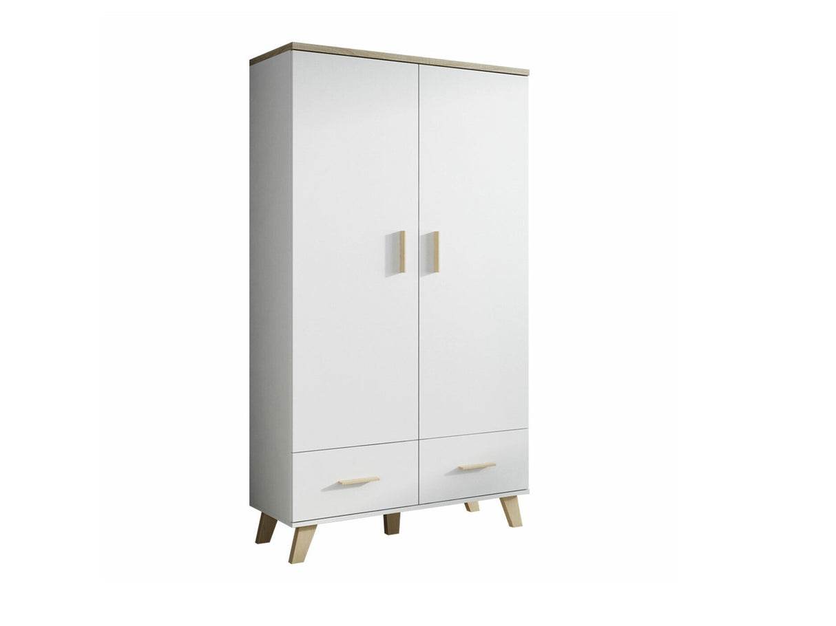 Gardróbszekrény LOTTA 2D2S (Sanna 2D2S), Szín: Fehér + Sonoma tölgy