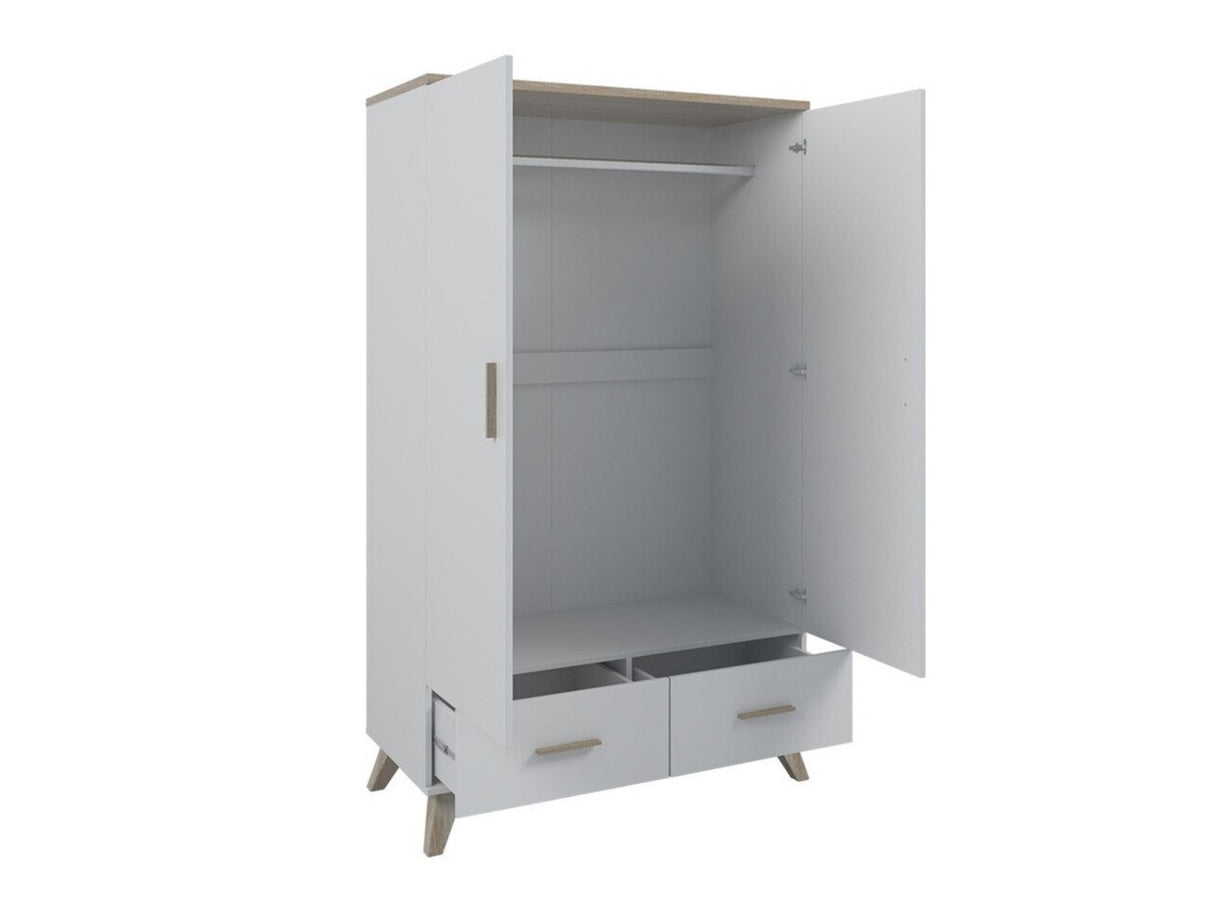 Gardróbszekrény LOTTA 2D2S (Sanna 2D2S), Szín: Fehér + Sonoma tölgy