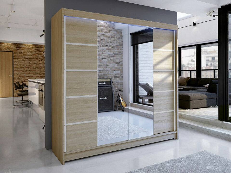 Gardróbszekrény Talin V (Bárasztalr V), Szín: Sonoma tölgy, Led világítás: Igen