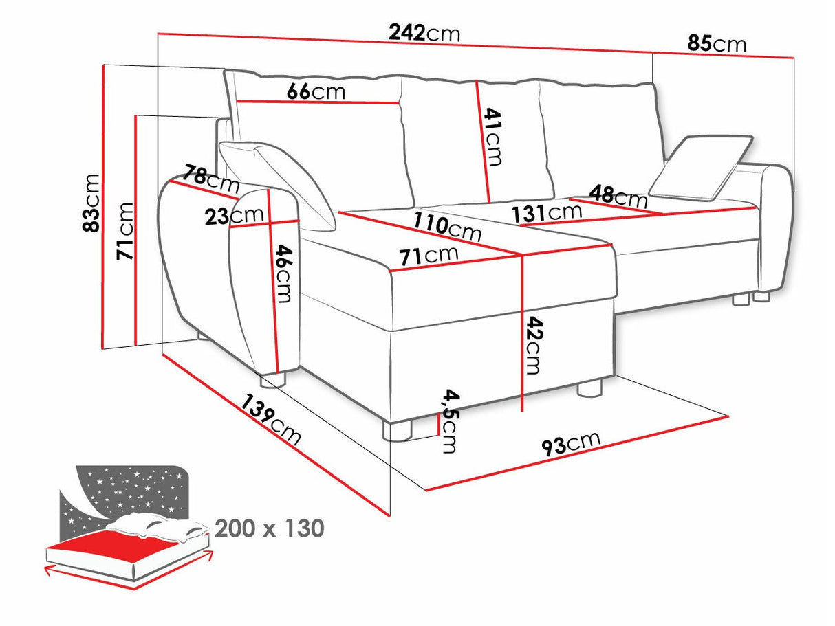 Sarokkanapé Fiona (Purtinem), Szín: Haiti 03 + Haiti 05