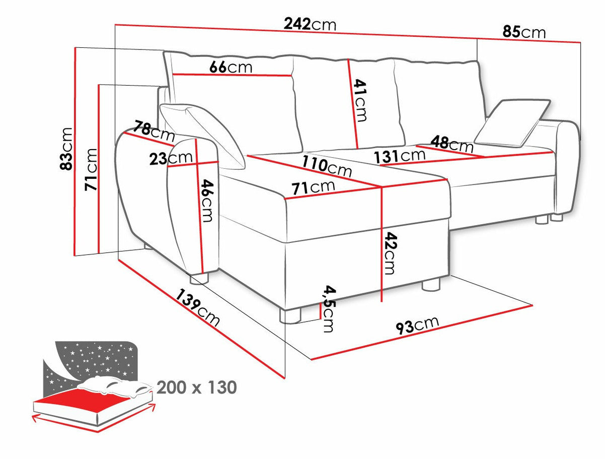Sarokkanapé Fiona (Purtinem), Szín: Poso 100