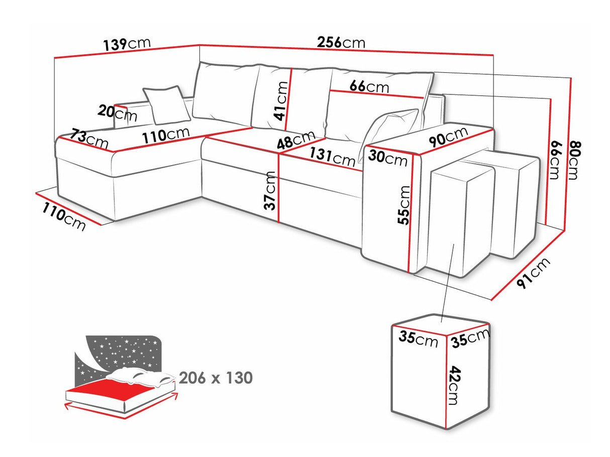 Sarokkanapé Kansas Muna Uniwersalna, Szín: Muna 14 + Muna 10