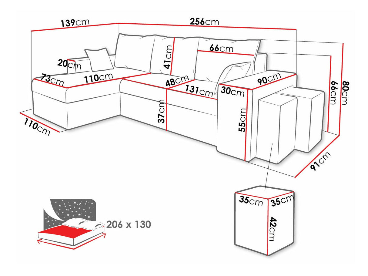 Sarokkanapé Kansas Muna Uniwersalna, Szín: Kronos 07