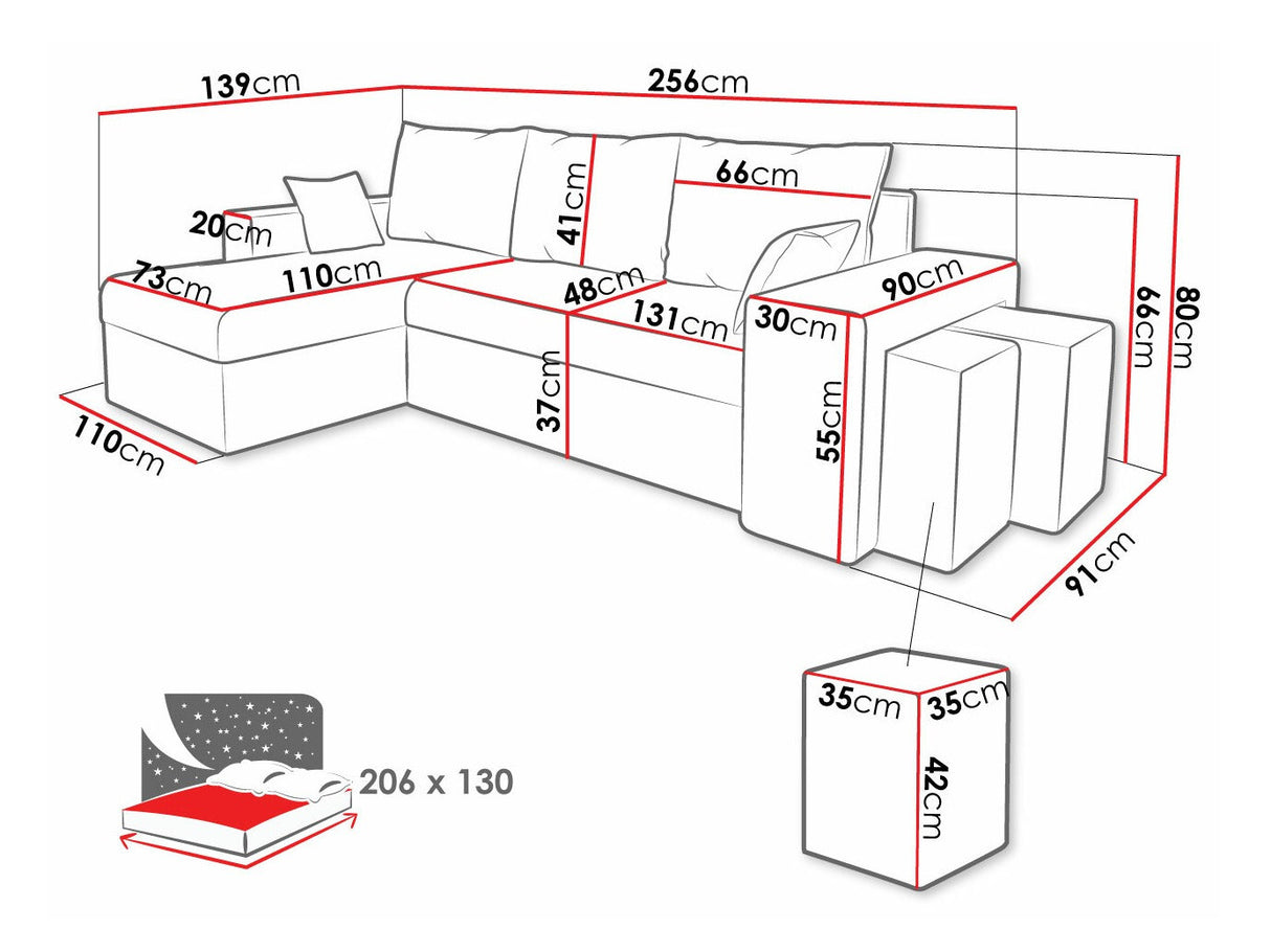 Sarokkanapé Kansas Muna Uniwersalna, Szín: Paros 06