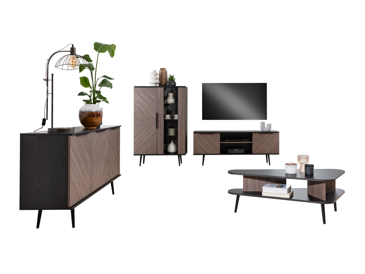 Nappali szett Meble PINELLI II / ICzarny grafit/Captains Deck, Könyvespolc: Nem