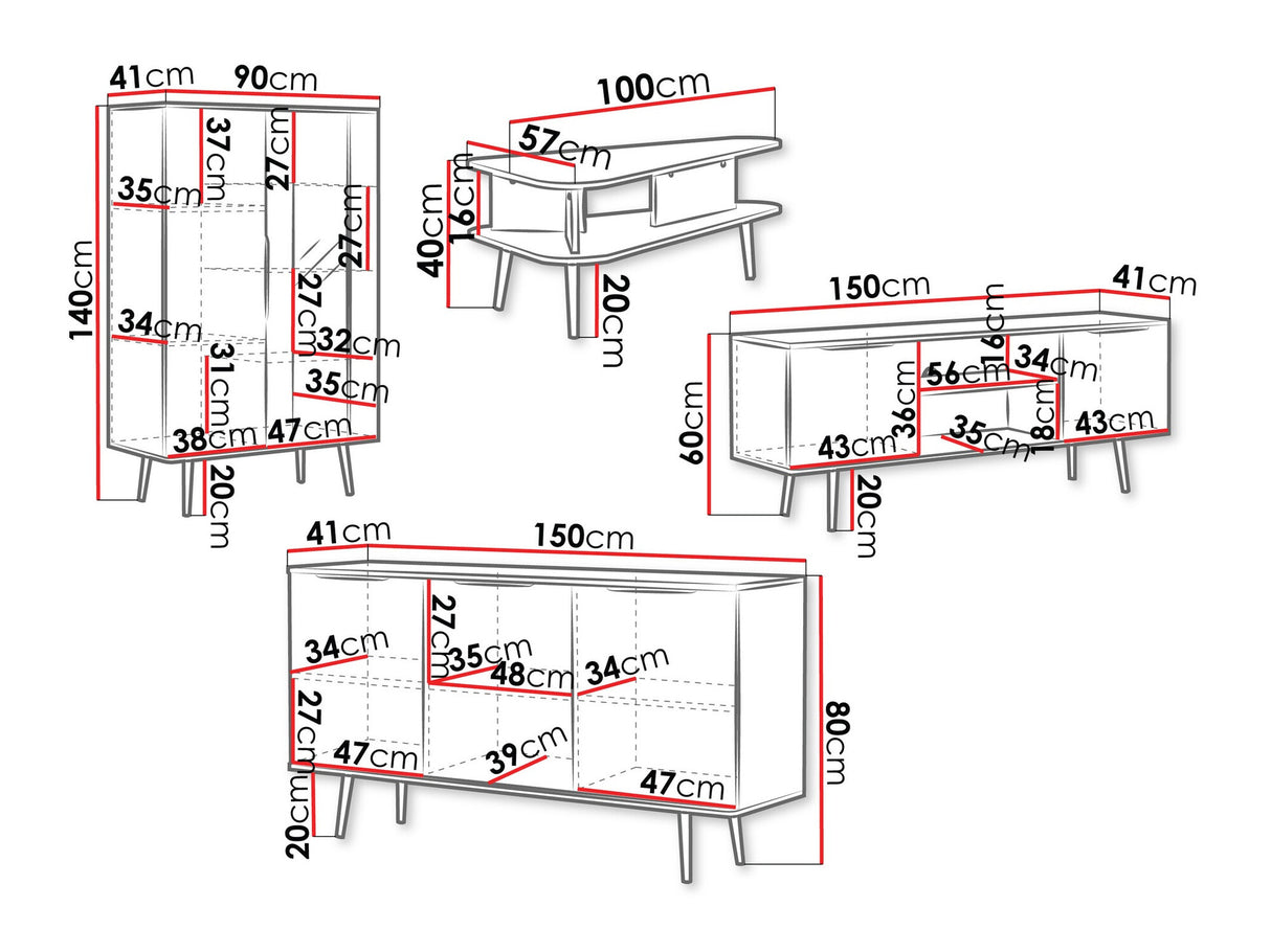 Nappali szett Meble PINELLI II / ICzarny grafit/Captains Deck, Könyvespolc: Nem