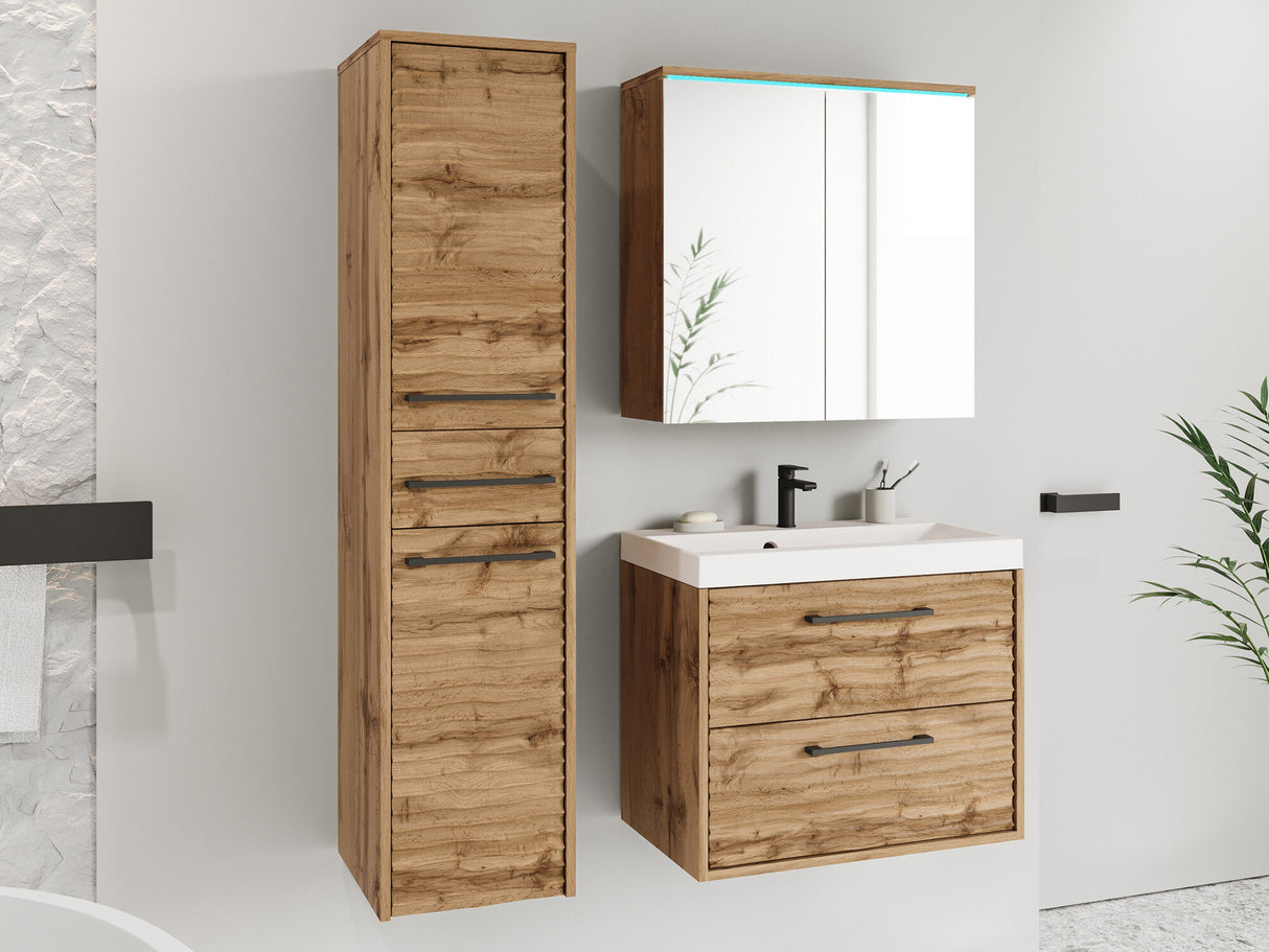 Fürdőszoba garnitúra Meble łazienkowe z umywalką CANADA I, Szín: Wotan tölgy, Led világítás: Igen RGB