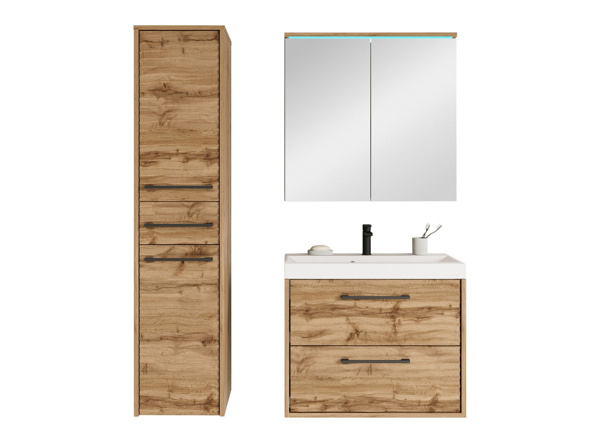 Fürdőszoba garnitúra Meble łazienkowe z umywalką CANADA I, Szín: Wotan tölgy, Led világítás: Igen fehér