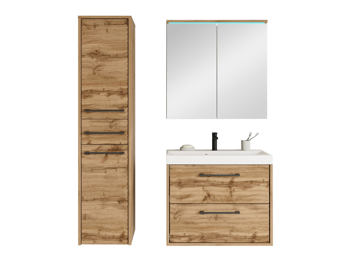 Fürdőszoba garnitúra Meble łazienkowe z umywalką CANADA I, Szín: Wotan tölgy, Led világítás: Ez kék