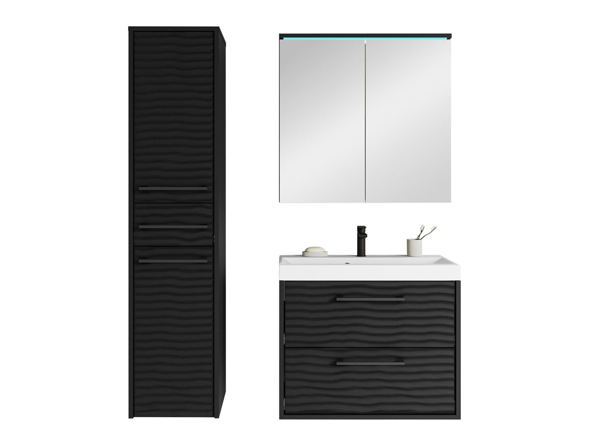 Fürdőszoba garnitúra Meble łazienkowe z umywalką CANADA I, Szín: Grafit, Led világítás: Ez kék