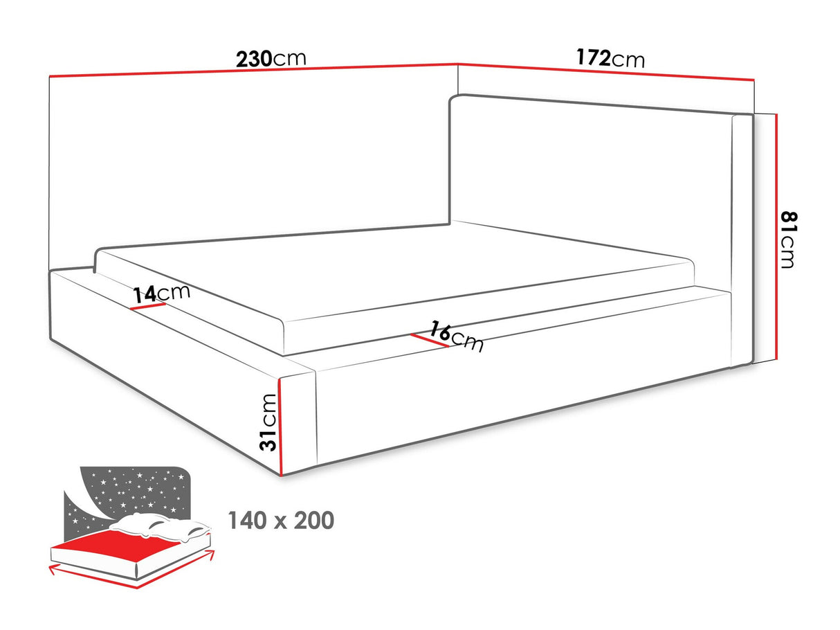 Ágy Łóżko tapicerowane GLEXI, Szín: Top 02, Alvó felület mérete: 140 x 200 cm