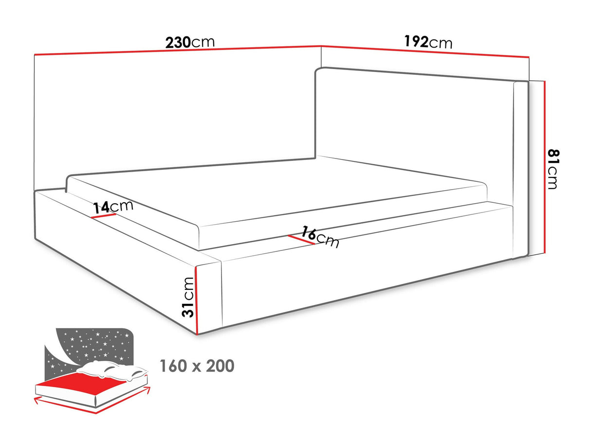 Ágy Łóżko tapicerowane GLEXI, Szín: Top 02, Alvó felület mérete: 160 x 200 cm