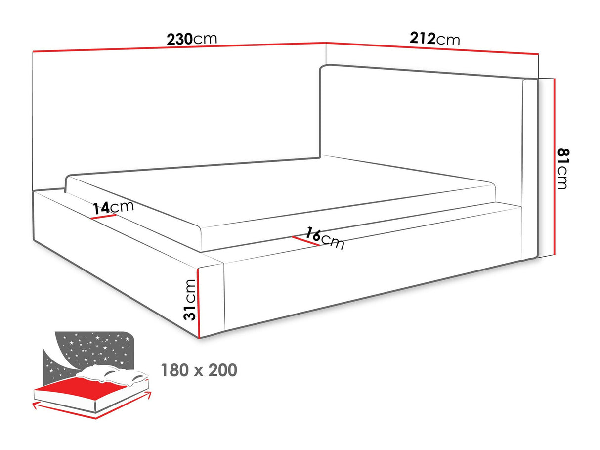 Ágy Łóżko tapicerowane GLEXI, Szín: Top 02, Alvó felület mérete: 180 x 200 cm
