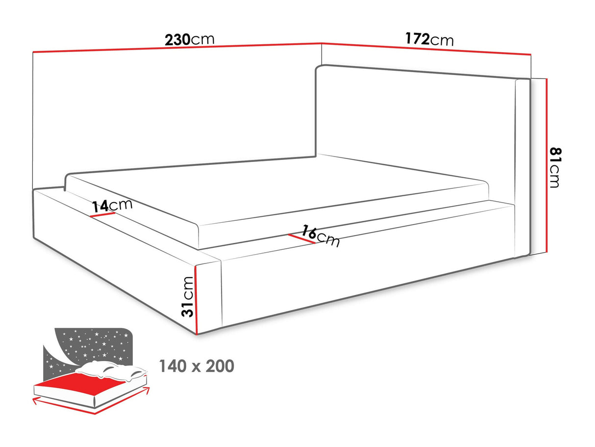 Ágy Łóżko tapicerowane GLEXI, Szín: Top 20, Alvó felület mérete: 140 x 200 cm