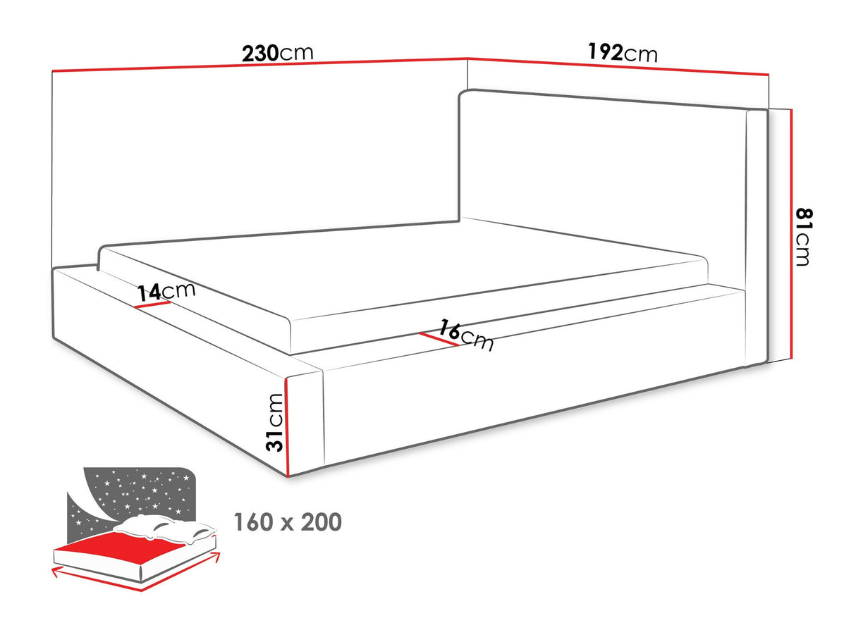 Ágy Łóżko tapicerowane GLEXI, Szín: Top 20, Alvó felület mérete: 160 x 200 cm