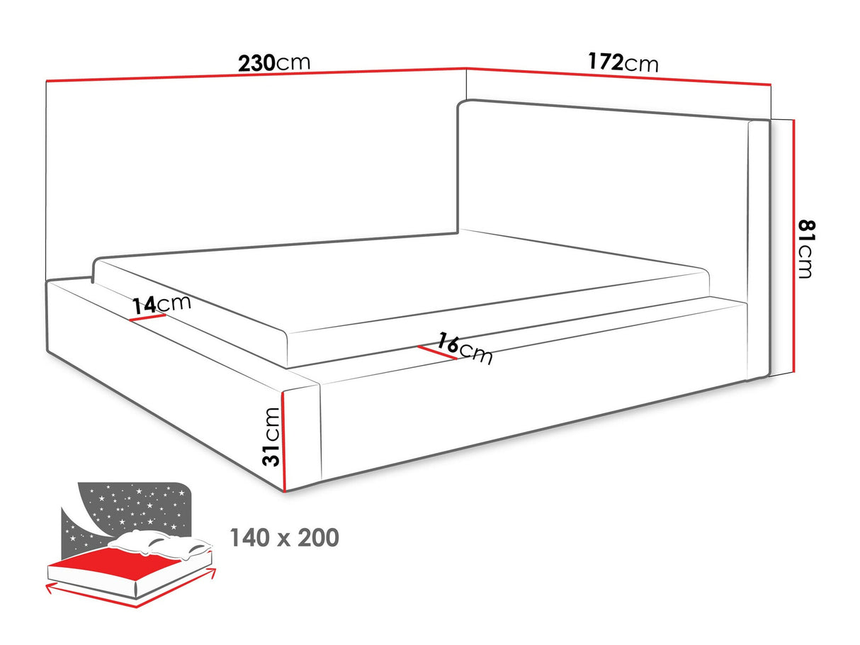 Ágy Łóżko tapicerowane GLEXI, Szín: Top 88, Alvó felület mérete: 140 x 200 cm