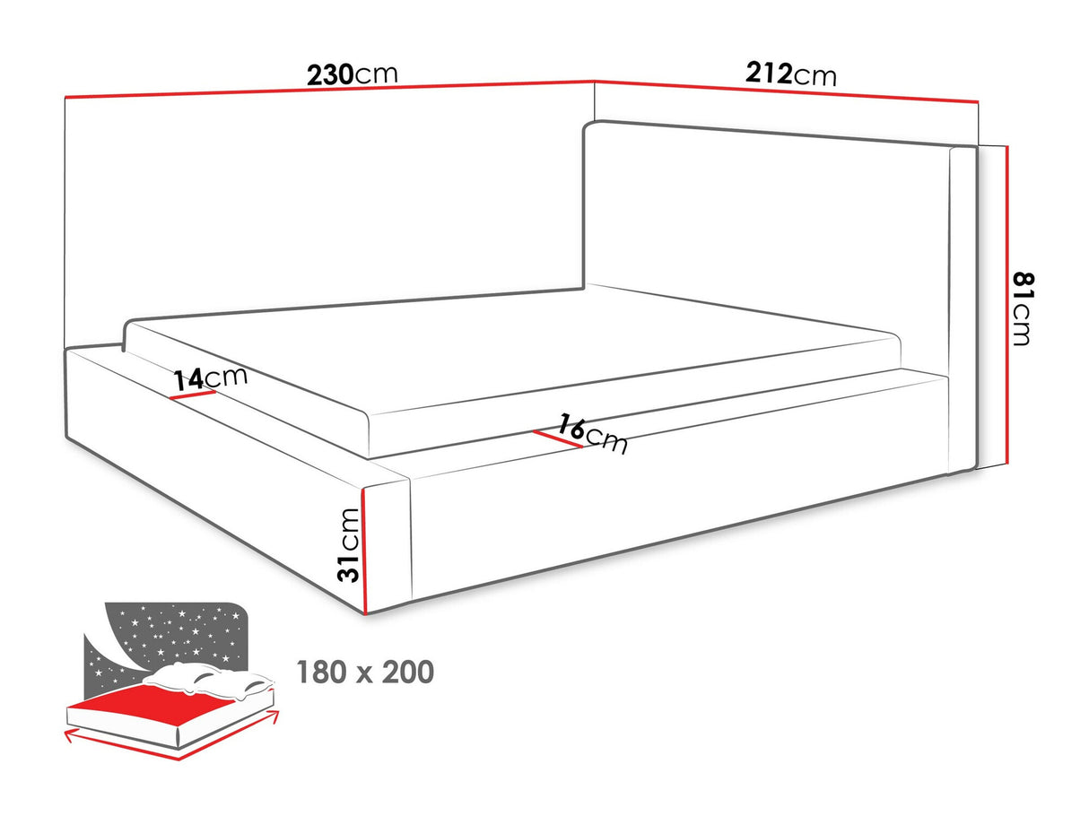 Ágy Łóżko tapicerowane GLEXI, Szín: Top 88, Alvó felület mérete: 180 x 200 cm