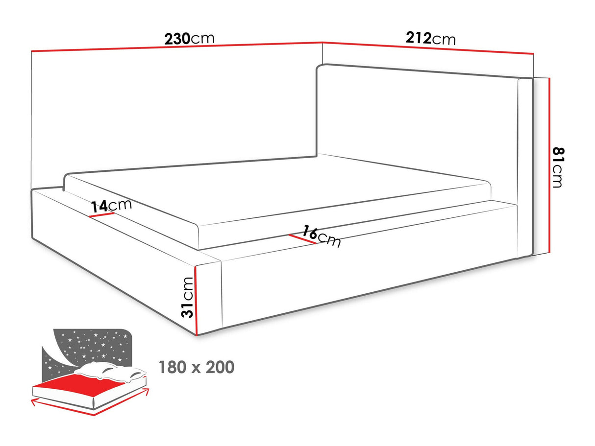 Ágy Łóżko tapicerowane GLEXI, Szín: Top 90, Alvó felület mérete: 180 x 200 cm
