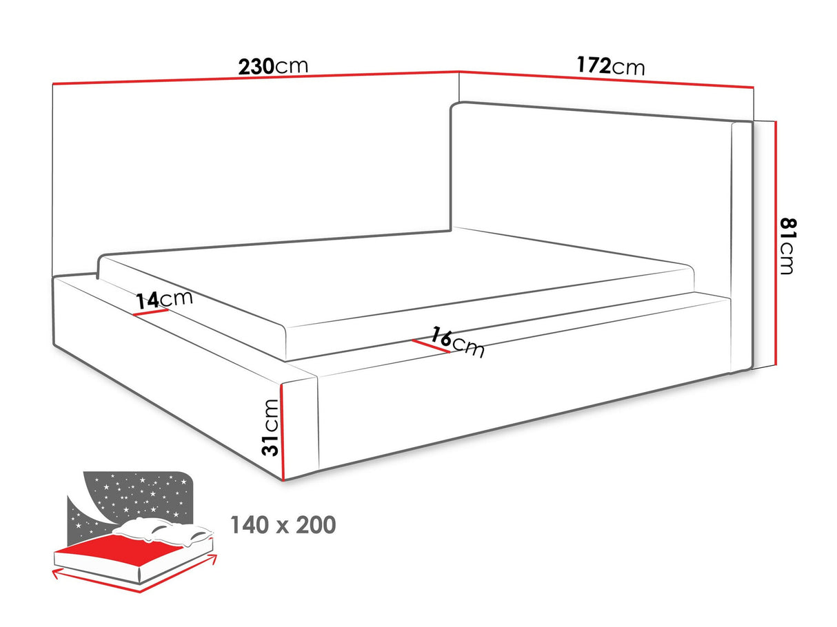 Ágy Łóżko tapicerowane GLEXI, Szín: Top 95, Alvó felület mérete: 140 x 200 cm