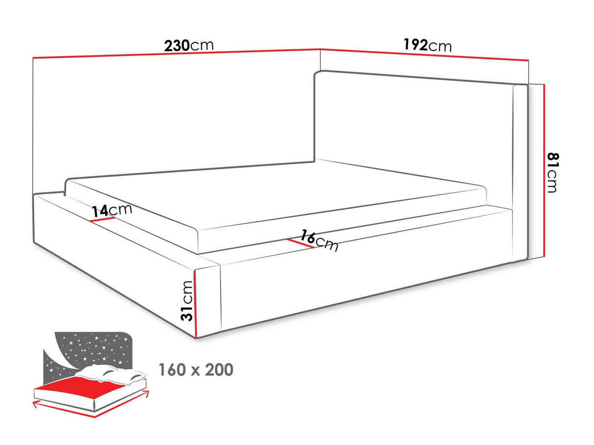 Ágy Łóżko tapicerowane GLEXI, Szín: Top 95, Alvó felület mérete: 160 x 200 cm